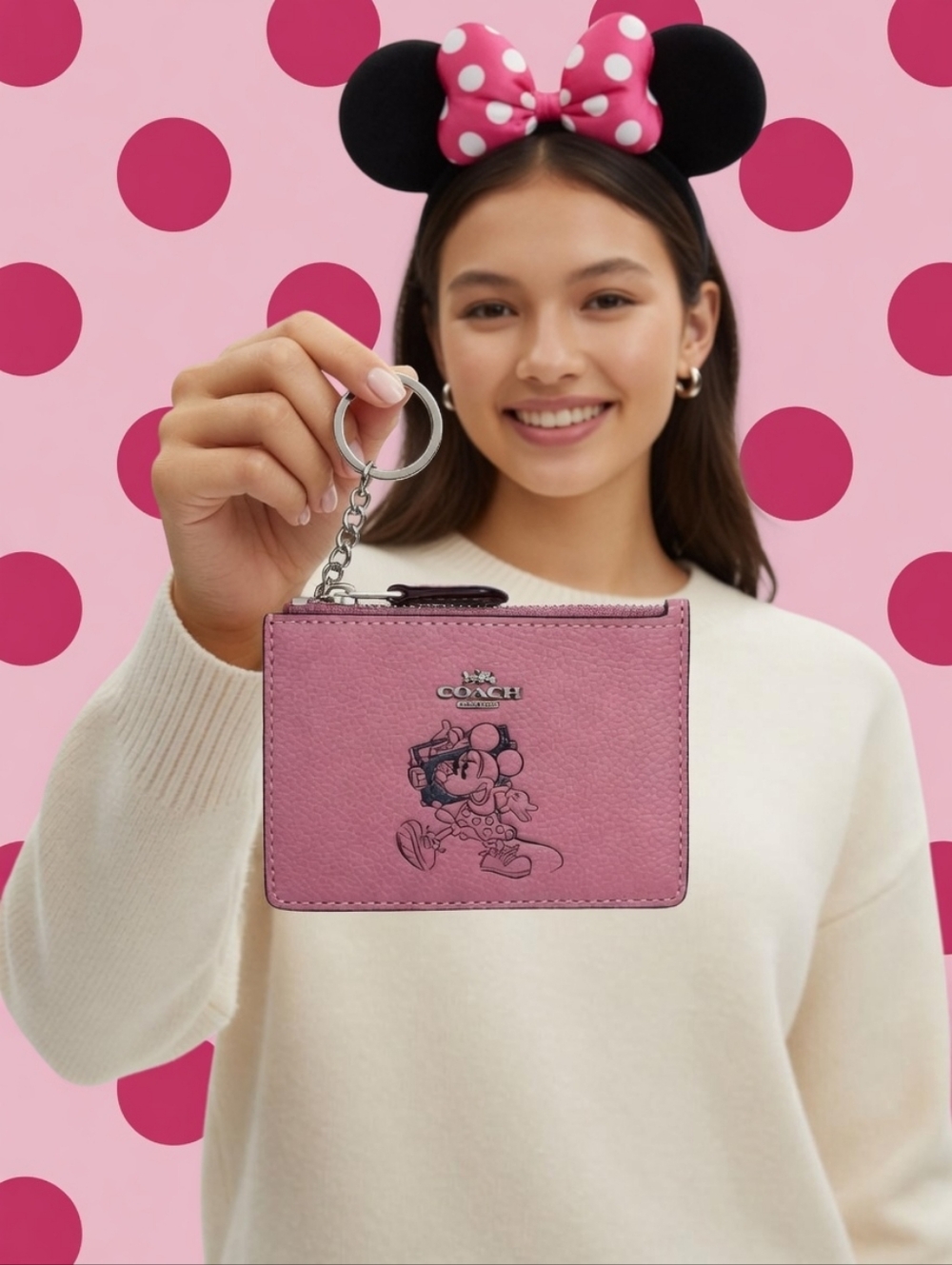 Coach Minnie Mouse Keychain Card Holder - Picture 5 of 5